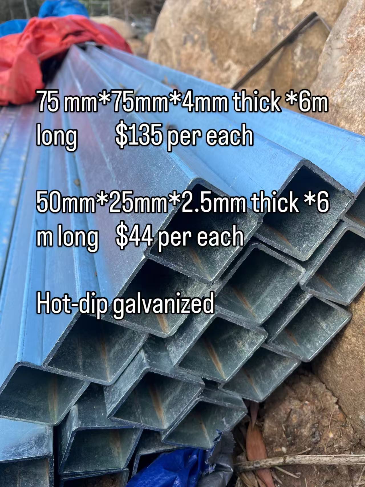 75mm*75mm*4.0mm*6m long galvanized square tube